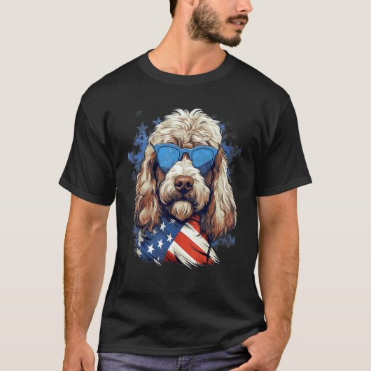 4th Of July US Flag Whoodle Dog T-shirt (Voorkant)