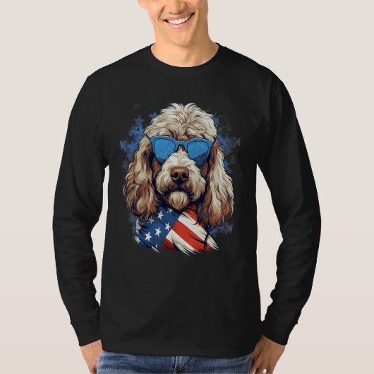 4th Of July US Flag Whoodle Dog T-shirt (Voorkant)