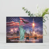 4th of July USA 250th Statue of Liberty Rocket Kaart (Staand voorkant)