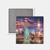 4th of July USA 250th Statue of Liberty Rocket Magneet (Voorkant / Achterkant)