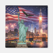 4th of July USA 250th Statue of Liberty Rocket Magneet (Voorkant)