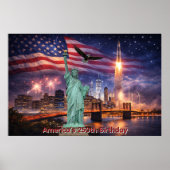 4th of July USA 250th Statue of Liberty Rocket Poster (Voorkant)