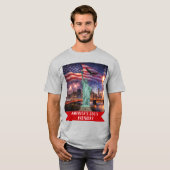 4th of July USA 250th Statue of Liberty Rocket T-shirt (Voorkant volledig)