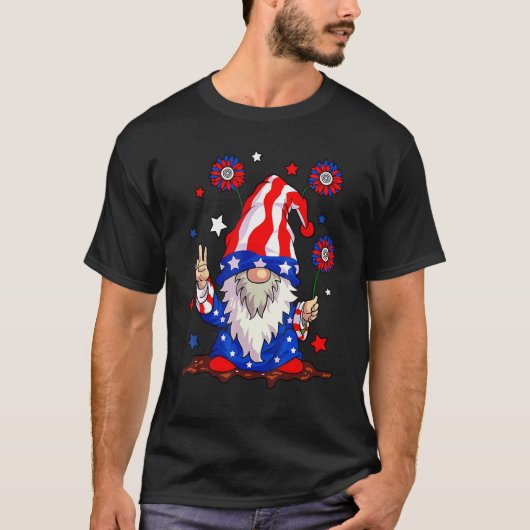 4th of July USA American Flag Gnomes Patriotic Men T-shirt (Voorkant)