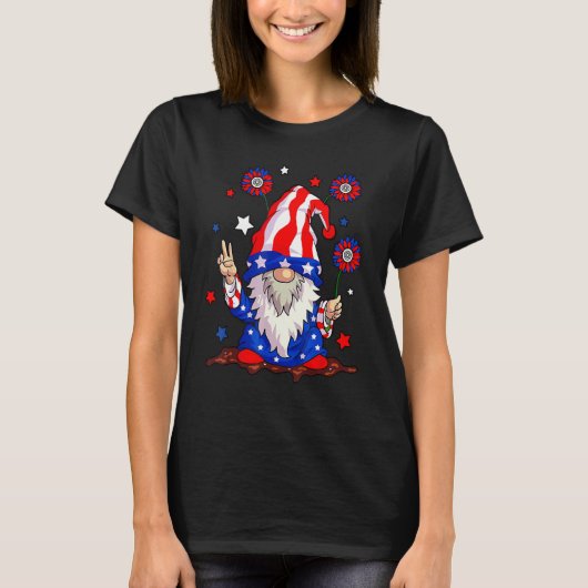 4th of July USA American Flag Gnomes Patriotic Men T-shirt (Voorkant)