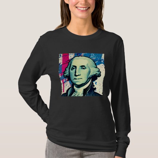 4th of July USA George Washington American Art On T-shirt (Voorkant)