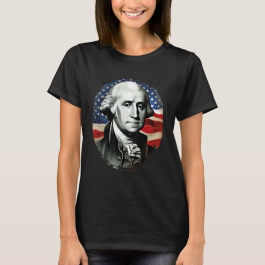4th of July USA George Washington Painting On T-shirt (Voorkant)