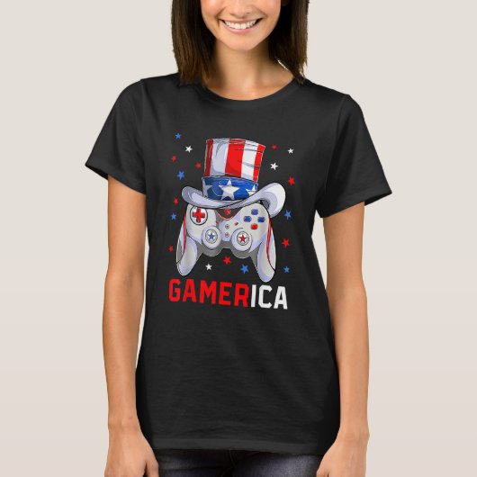 4th Of July Video Game American Flag Uncle Sam Gam T-shirt (Voorkant)