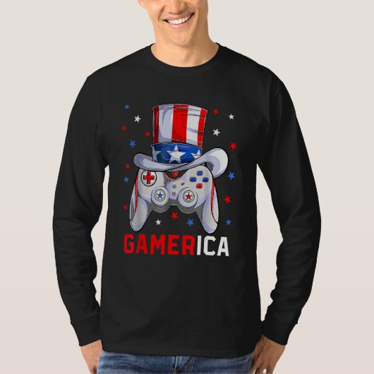 4th Of July Video Game American Flag Uncle Sam Gam T-shirt (Voorkant)
