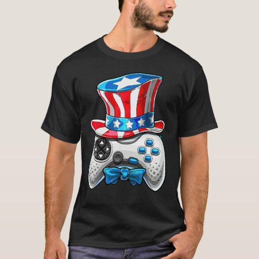 4th Of July Video Game American Flag Uncle Sam Gam T-shirt (Voorkant)