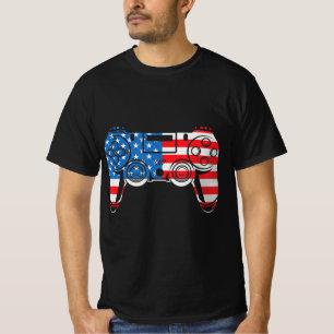 4th of July Video Game USA Flag Kids Boys M T-shirt