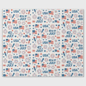 4th of July | Vlag, vuurwerk en sterren van de VS Cadeaupapier (Vlak)