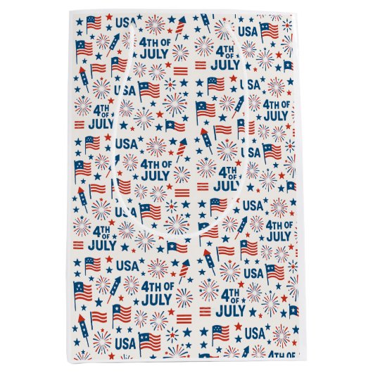 4th of July | Vlag, vuurwerk en sterren van de VS Medium Cadeauzakje (Voorkant)