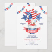 4th of July Watercolor  Kaart (Voorkant / Achterkant)