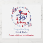 4th of July Wedding Cheers to Love | Personalized Sparkling Wijnetiket (Enkel label)