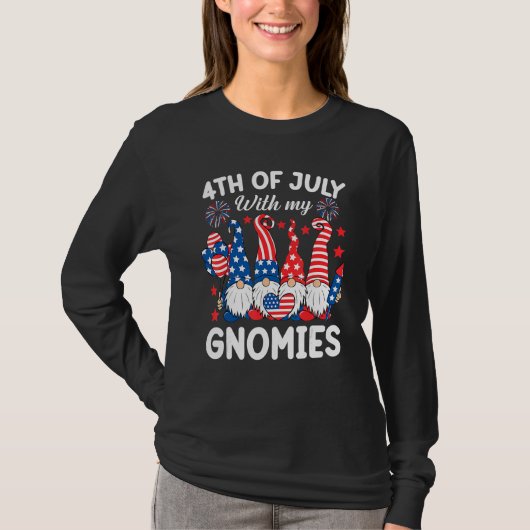 4th Of July With My Gnomies  Gnome Us Flag Patriot T-shirt (Voorkant)