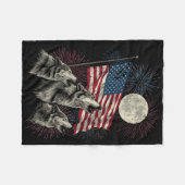 4th Of July Wolves Moon Meme Funny Usa Flag Men Wo Fleece Deken (Voorkant (Horizontaal))