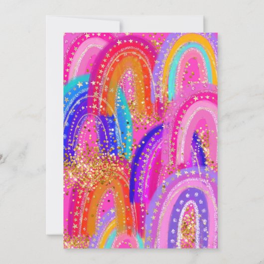 4th Rainbow Birthday Invitations Kaart (Achterkant)