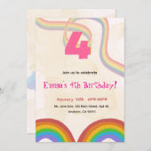 4th Rainbow Girl Birthday Invitation    Kaart (Voorkant / Achterkant)