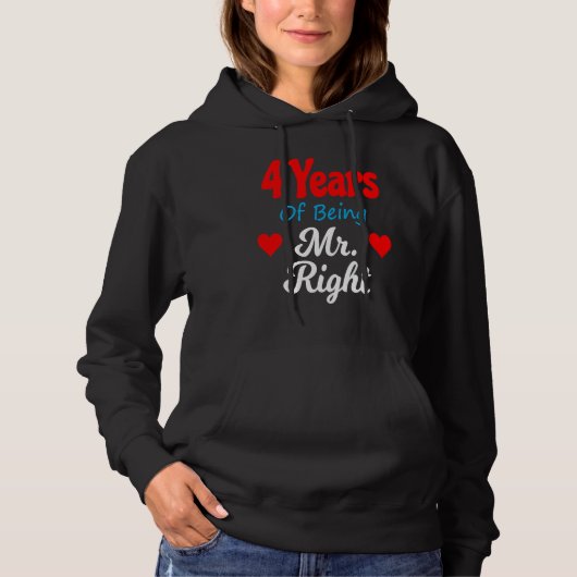 4th Wedding Anniversary for Men Him Mr Right Husba Hoodie (Voorkant)