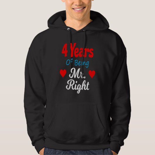 4th Wedding Anniversary for Men Him Mr Right Husba Hoodie (Voorkant)