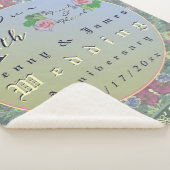 4th Year Wedding Anniversary Green&Blue Flower Sherpa Deken (3/4)