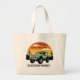 4x4 Family Adventure gepersonaliseerde aangepaste  Grote Tote Bag