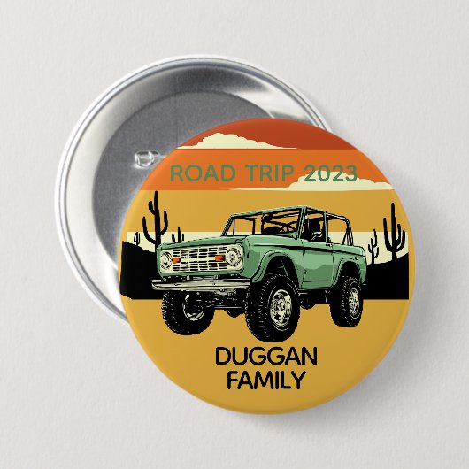 4x4 Family Adventure gepersonaliseerde aangepaste  Ronde Button 7,6 Cm (Voorkant /achterkant)