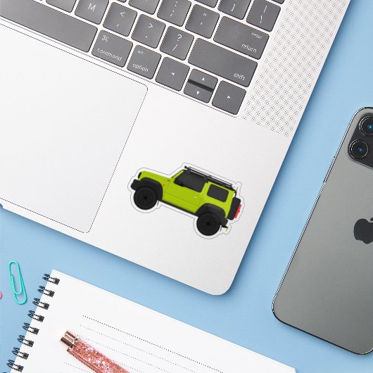 4x4 klein suv groen Custom side uitzicht Sticker (Laptop met iPhone)
