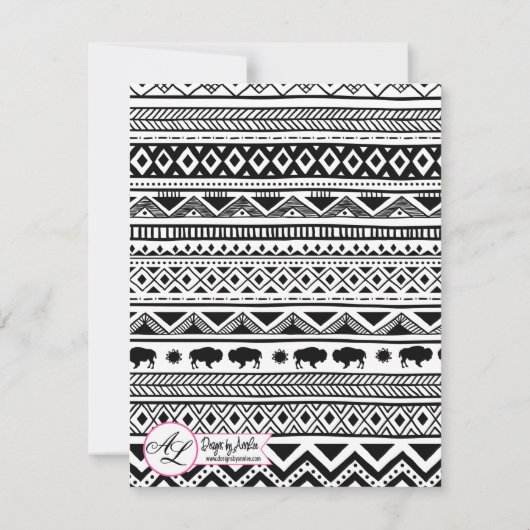 4x5 Bewaar de Date Kaart Boho Buffalo Tribal Patte (Achterkant)