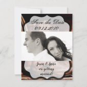 4x5 Bewaar de Date Kaart Cowboy Boots Schuur Houte (Voorkant)