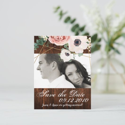 4x5 Bewaar de Date Kaart Geometrische Tuin Roos Sc (Staand voorkant)