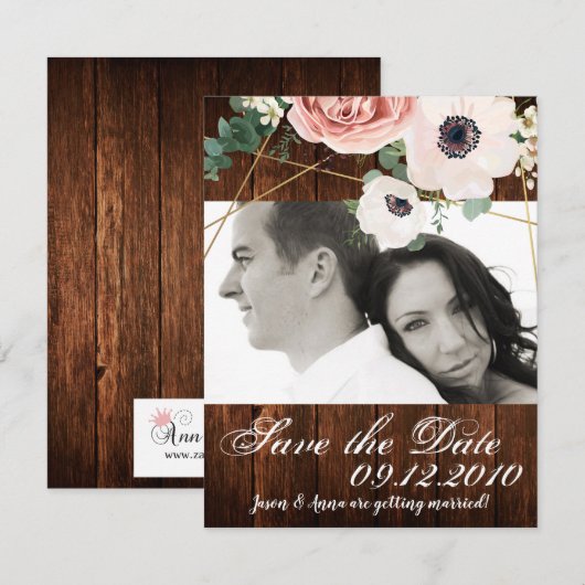 4x5 Bewaar de Date Kaart Geometrische Tuin Roos Sc (Voorkant / Achterkant)