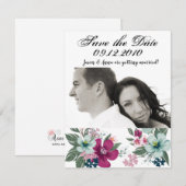 4x5 Bewaar de Date Kaart Tropical Flowers op wit (Voorkant / Achterkant)