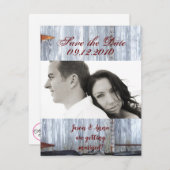 4x5 Bewaar de Date Kaart Wit Wassen Hout Schuurdeu (Voorkant / Achterkant)