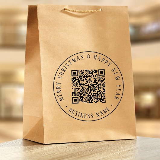 4X5 Business QR Code Christmas Holiday Round Rubberstempel