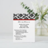 4x5 Direction-kaart zwarte Damask Red Reception Informatiekaartje (Staand voorkant)