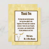 4x5 FLAT Bedankkaart Cowboy Rodeo Steer Skull T (Voorkant / Achterkant)