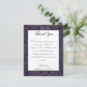 4x5 FLAT Bedankkaart Diepe Paarse Damask (Staand voorkant)