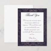 4x5 FLAT Bedankkaart Diepe Paarse Damask (Voorkant / Achterkant)