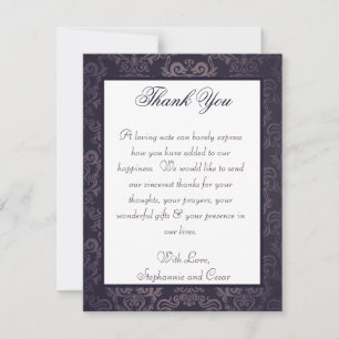 4x5 FLAT Bedankkaart Diepe Paarse Damask