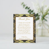4x5 FLAT Bedankkaart Goud en Zwart Damask (Staand voorkant)