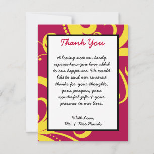 4x5 FLAT Bedankkaart Hot Pink/Yellow Swirls Dot