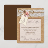 4x5 FLAT Bedankkaart Kraft Papier Kant Twine Bow (Voorkant / Achterkant)