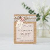 4x5 FLAT Bedankkaart Kraft Papier Kant Twine Bow (Staand voorkant)