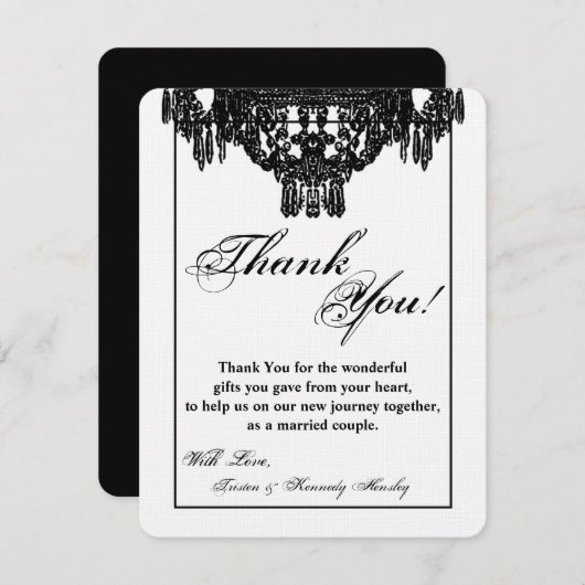 4x5 FLAT Bedankkaart Kristal Kroonluchter Glitz (Voorkant / Achterkant)