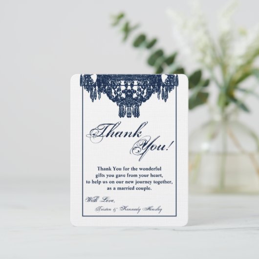 4x5 FLAT Bedankkaart Kristal Kroonluchter Glitz (Staand voorkant)