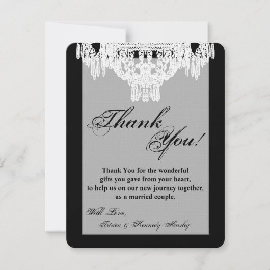 4x5 FLAT Bedankkaart Kristal Kroonluchter Glitz (Voorkant)