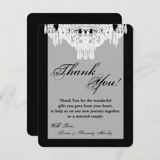 4x5 FLAT Bedankkaart Kristal Kroonluchter Glitz (Voorkant / Achterkant)