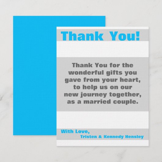 4x5 FLAT Bedankkaart Modern Neon Streep Blauw (Voorkant / Achterkant)